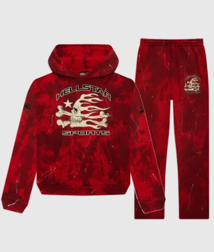 Hellstar Sport Red Tye-Dye Skull Tracksuit